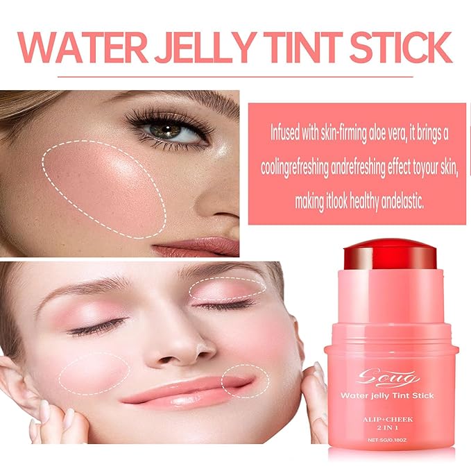 Milk Jelly Blush - Milk Blush - Sheer Cheek & Lip Stain，Long Lasting Milk Jelly Tint Have Transparent & Bright Colors (#2 red)