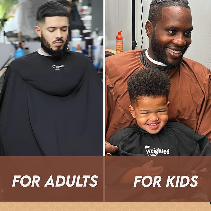 1.5lb Kids Cape (Ages 3–8) – Weighted Hair Cutting Barber Cape with Elastic Collar, Waterproof Salon Cape for Added Comfort, Perfect for Barber & Hairstylist (52 x 36 in)