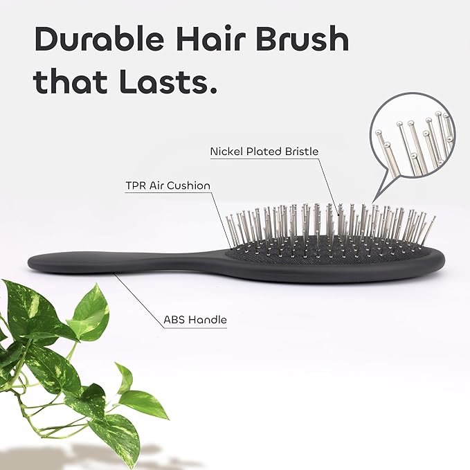 WeiLa Anti-Static Hair Brush Oval, Stainless-Steel Bristles Detangler for Wigs & Hair, ABS Handle (Emerald Green + Violet, Couple)