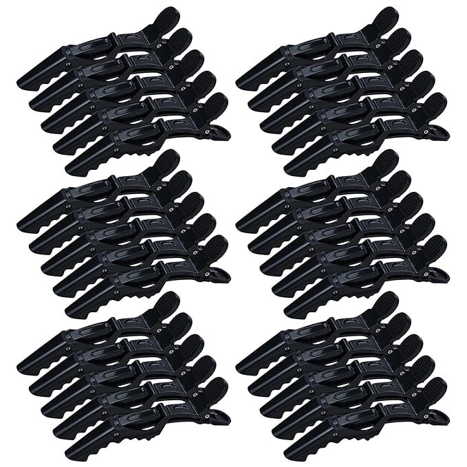 30 Pieces Professional Plastic Alligator Hair Clips for Hair Salon Styling Sectioning Duckbill Hair Clips Barrettes Pins Accessories for Men Women Girls Teens (Black)
