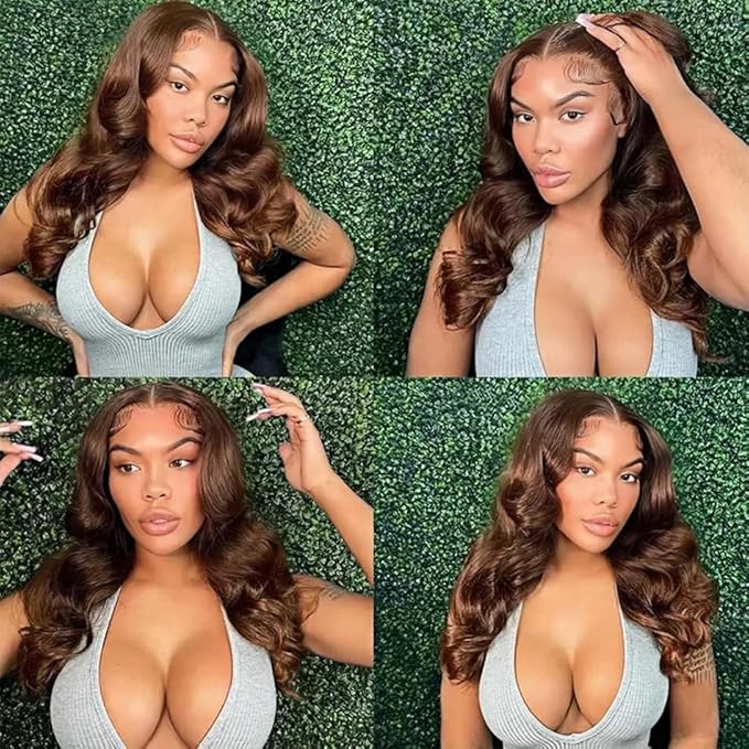 Brown Body Wave Bundles Human Hair Color 4 Bundle 26 26 26 Inch Niegmeag Brazilian Virgin Soft and Silky Remy Hair Extensions Chocolate Brown Bundle