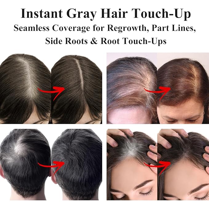 VOLLUCK Root Touch up Powder, Long-lasting Gray Hair Cover up Powder for All Hair Types, Waterproof for Women and Men (Brown, 0.42 0unce)