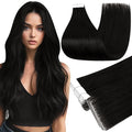 Full Shine Injected 18Inch Human Hair Extensions Tape in Color 1B Black Injection Double Sided Natural Tape in Extensions Silky Straight Remy Skin Weft Invisible Human Hair 50G 20Pcs Add Volume