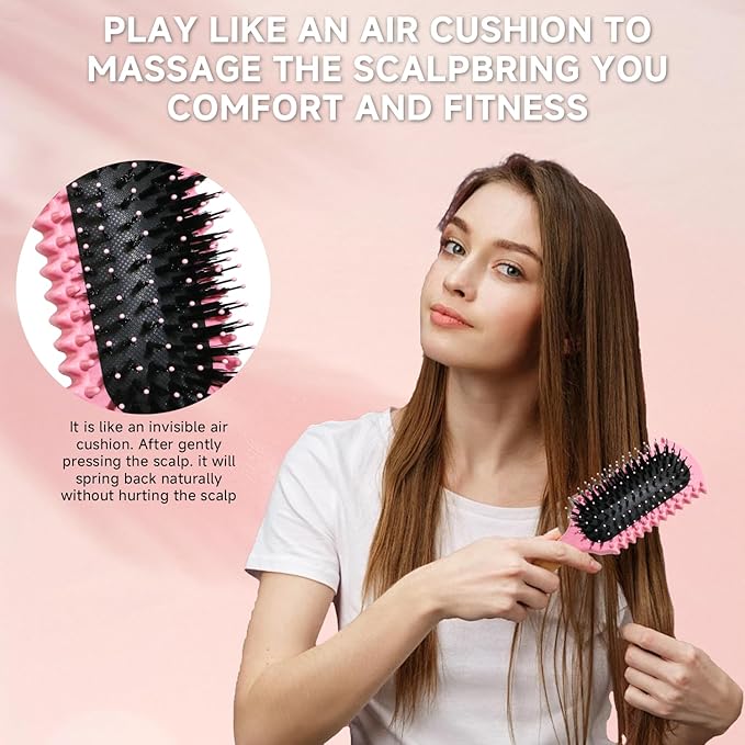 Curl Defining Brush, Curly Hair Brush Products With 3 Pcs Slick Back Hair Brush Set Bristle Brush Edge Control Teasing Comb for women (Green)