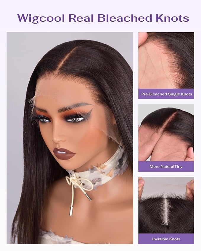SKINLIKE Real HD Lace Wig 13x6 Full Frontal HD Lace Front Wigs Human Hair Pre Plucked Bleached Knots 180% Density 0.10mm Ultra-thin Invisible Lace Straight Human Hair Wigs For Women 20 Inch