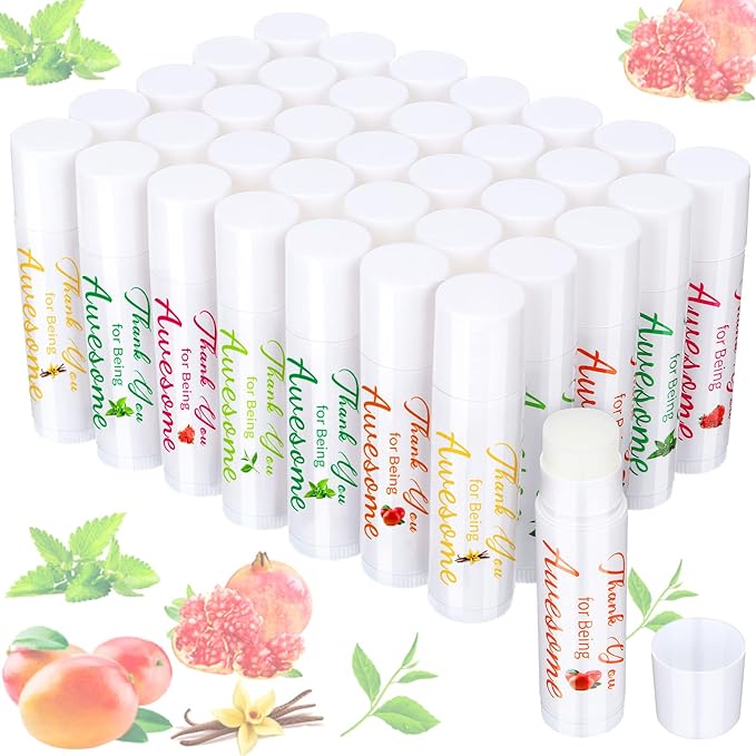Sinmoe Lip Balm Gifts Thank You for Being Awesome Lip Moisturizer Assorted Flavors Bulk Gifts Beeswax Natural Ingredients Dry Chapped Lip Care Product for Coworkers Women Friend(35 Pack)