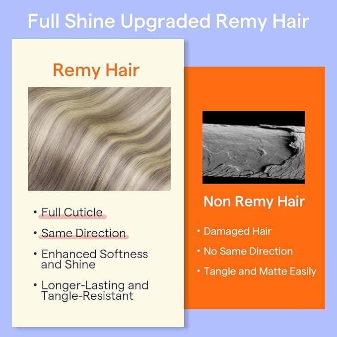 Full Shine Grey Clip in Human Hair Extensions 22 Inch Grey Mix Blonde Remy Natural Hair Extensions Straight Double Weft Hair Clip in Extensions 7 Pcs 120 G