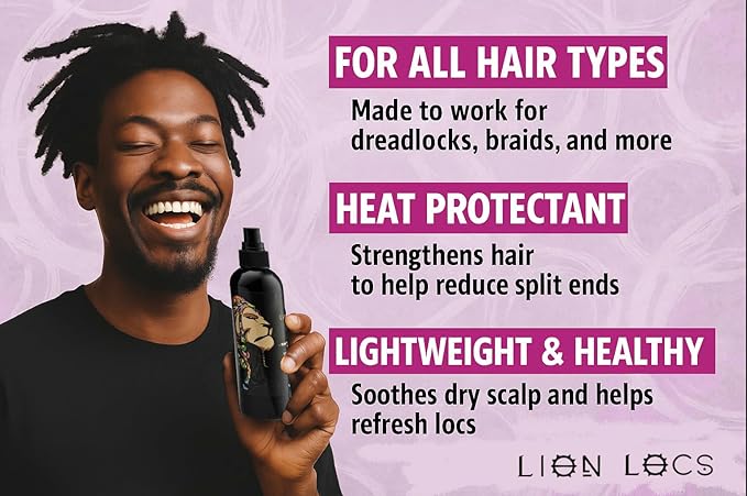 Lion Locs Rosewater Spray for Dreads, Dreadlocks, Braids, Faux Locs, Crochet Locs, Sisterlocks with Aloe, Essential Oils, Vitamins, and Glycerin | Organic Vegan Conditioner Rose Water Spritz (8 oz.)