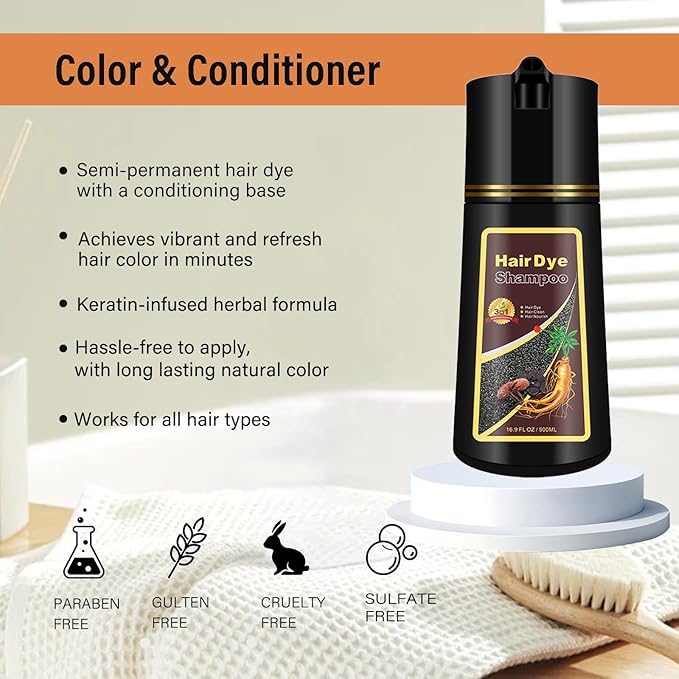 Light Brown Hair Dye Shampoo, Semi-Permanent Brown Hair Dye, Colors in Minutes, Instant Hair Color Shampoo for Women Men, Champu Para Pintar el Cabello, Champu Para Canas, Easy to Use 16.90 Fl Oz