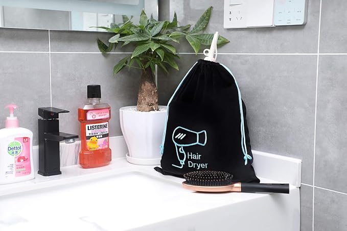 Hair Dryer Bag 11.8’’x 14’’ Storage Organizer Bag For Hairdryer and All Hair Tools With Drawstring, Ideal for Travel, Gym, Hotel or Home Use (Two Packs)