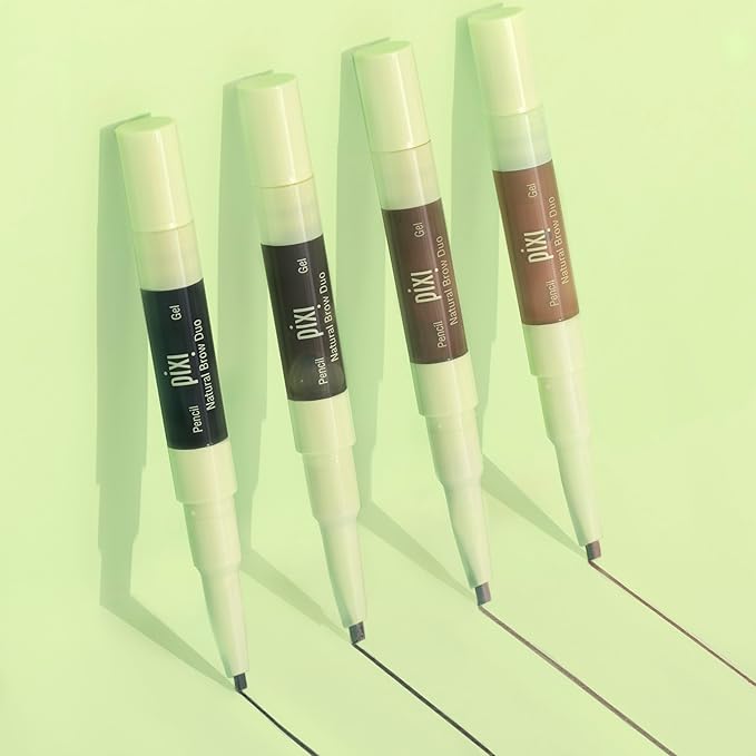 Pixi Natural Brow Duo - Deep Brunette, Precision Pencil & Tinted Gel, Waterproof Brow Shaper for All-Day Hold, Paraben-Free, 0.2oz