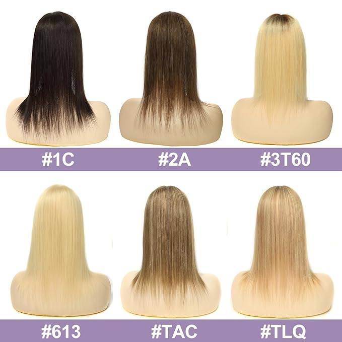 Hair Toppers for Women Real Human Hair, 3x5 Inch Injected Silk Base No Bangs 18 Inch Length 130% Density Hairpieces #1C Natural Black (Subtle Red Undertones in Sunlight)