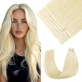 Pinkpearl Invisible Tape in Hair Extensions Human Hair, 20pcs 18inch 50g #60 Platinum Blonde Injection Tape in Extensions Real Remy Straight Seamless Silky Human Hair Injected