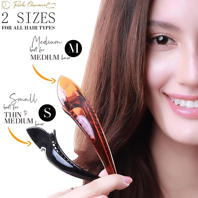 RC ROCHE 6 Pcs Duck Bill Alligator Hair Clips for Women Sectioning Flat Claw Long Thick Hair Inner Teeth Curved Styling Jaw Strong Secure Grip Salon, Large Jelly Candy Multicolor