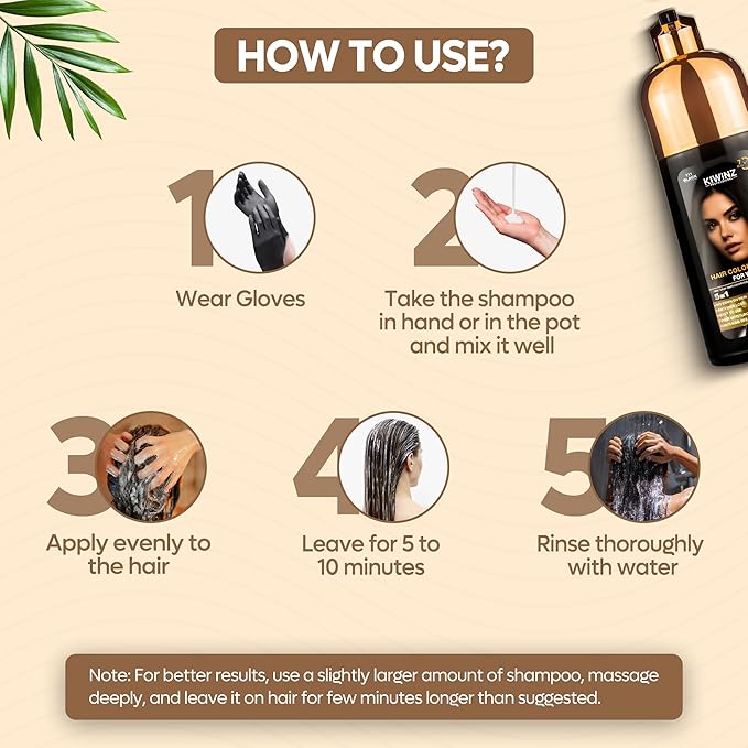 Hair Color Shampoo – 5 in 1 Hair Dye Shampoo for Grey Hair - Instant Hair Dye with 100% Color Accuracy Enriched with Natural Ingredients - Ammonia Free - 500ml (Black)