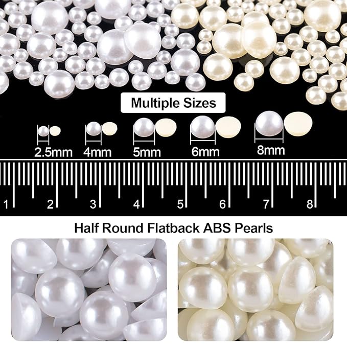 Flat Back Rhinestone+Half Round Pearl Kits Colorful Rhinestones+White&Beige Pearls With Quick Dry Makeup Glue+Picker Pencil+Tweezer For Nail Art And Face Make-up
