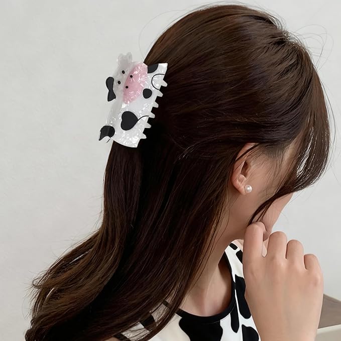 Cow Hair Clips for Women Cute Animal Hair Claw Clips Strong Hold Non-slip Cattle Hair Jaw Clip Funny Animal Hair Barrettes Fashion Daily Wear Holiday Hair Accessories Decoration for Thick Thin Hair