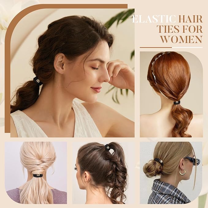 Hair Ties No Damage - 10PCS Ponytail Holders - Elastic Hair Ties for Thick Hair - Braided Hair Bands for Women Girls's Hair - Black
