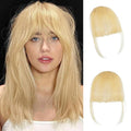 NAYOO Bangs Hair Clip - Light Blonde Fake Bangs 100% Real Human Hair Extensions Wispy Bangs for Women Fringe with Temples Hairpieces Curved Bangs for Daily Wear