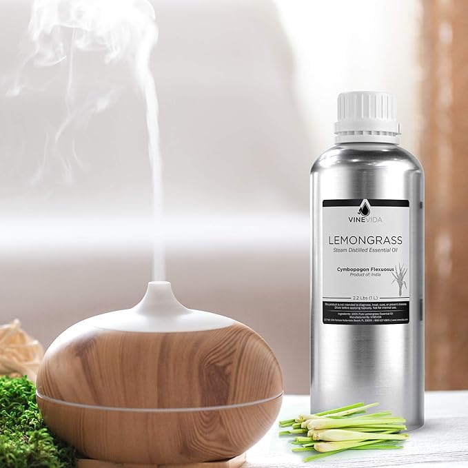 VINEVIDA Lemongrass Essential Oil - 32 oz - Undiluted - DIY Candle Scents - Bulk for Soap Making & Skin Safe