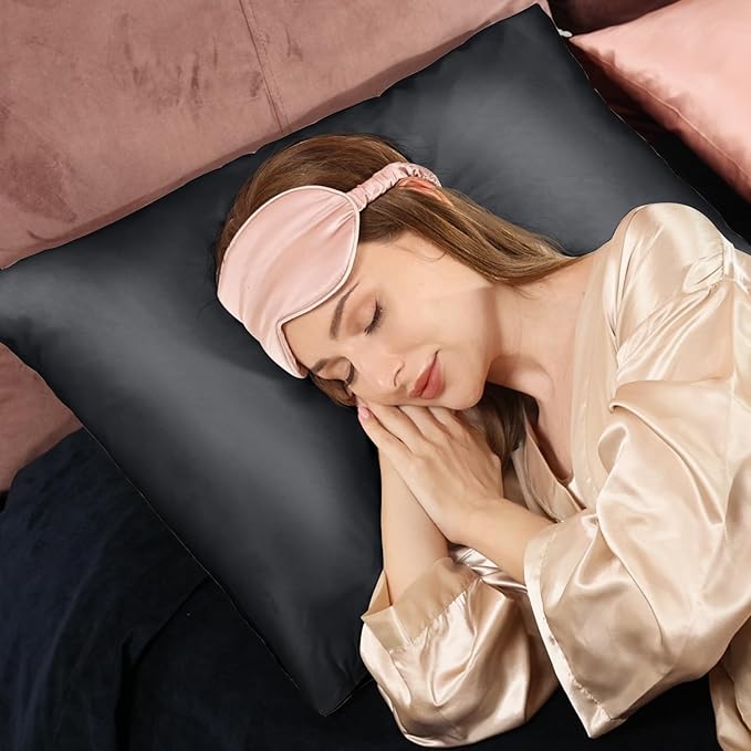 Adubor 100% Silk Pillowcase - Mulberry Silk Pillow Cases, 23 Momme 6A Grade Fibers, Silk Pillow Case for Hair and Skin Health, with Hidden Zipper (King 20''×36'', Space Gray, 1PC)
