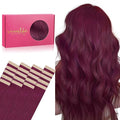 WENNALIFE Tape in Hair Extensions Human Hair, 20pcs 40g 12 inch Light Burgundy Remy Hair Extensions Straight Human Hair Tape in Extensions Skin Weft Tape Extensions Human Hair