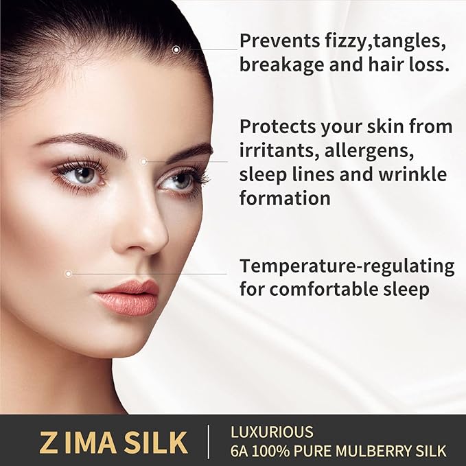 ZIMASILK 25 Momme 100% Pure Mulberry Silk Pillowcase for Hair and Skin Care, Highest Grade 6A Pillow Cases for Women, Long-Lasting Durablity, Gift for Women Men, 1Pc (Queen 20"x30", Ivory)