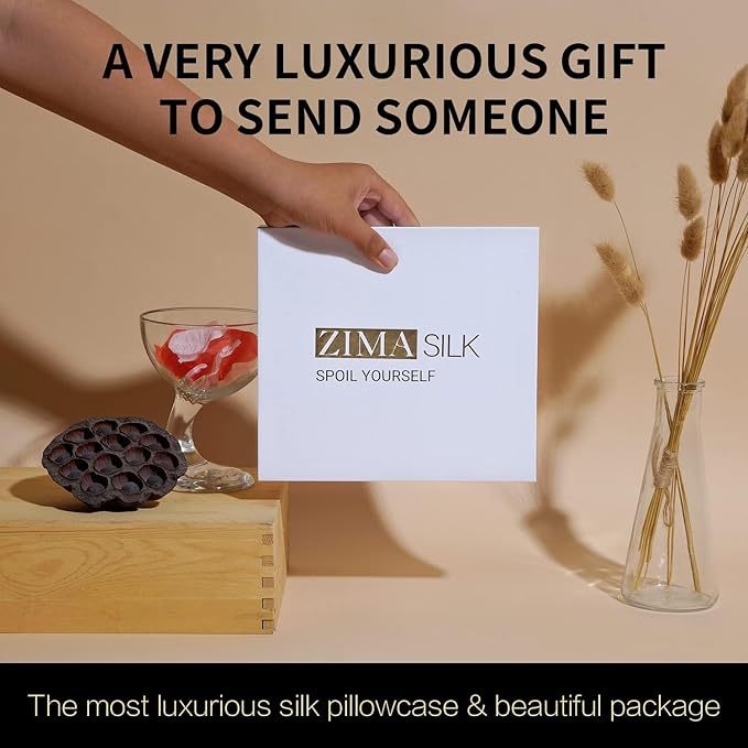 ZIMASILK 25 Momme 100% Pure Mulberry Silk Pillowcase for Hair and Skin Care, Highest Grade 6A Pillow Cases for Women, Long-Lasting Durablity, Gift for Women Men, 1Pc (King 20"x36", Black)