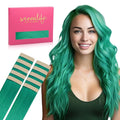 WENNALIFE Tape in Hair Extensions Human Hair Green Tape in Extensions, 10pcs 30g 24 inch Remy Invisible Tape Ins Straight Colored Soft Real Human Hair Tape in Extensions Refill Set Extensions