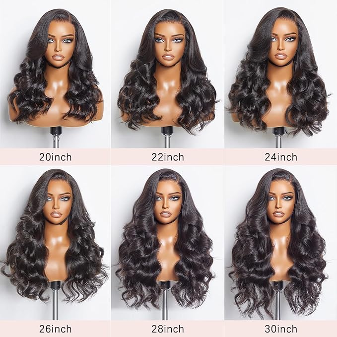 Real HD Lace Wig 13x6 Full Lace Frontal Wig 220% Density Body Wave HD Transparent Lace Front Wigs Virgin Human Hair Wigs Pre Plucked with Baby Hair 24 inch
