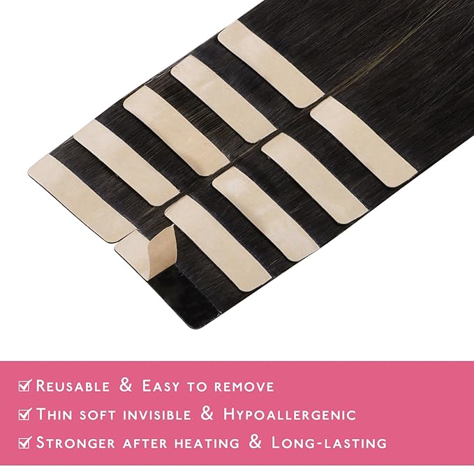 WENNALIFE Tape in Hair Extensions Human Hair Balayage Natural Black to Chestnut Brown Tape in Extensions, 10pcs 25g 18 inch Remy Invisible Tape Ins Straight Soft Real Human Hair Tape in Extensions