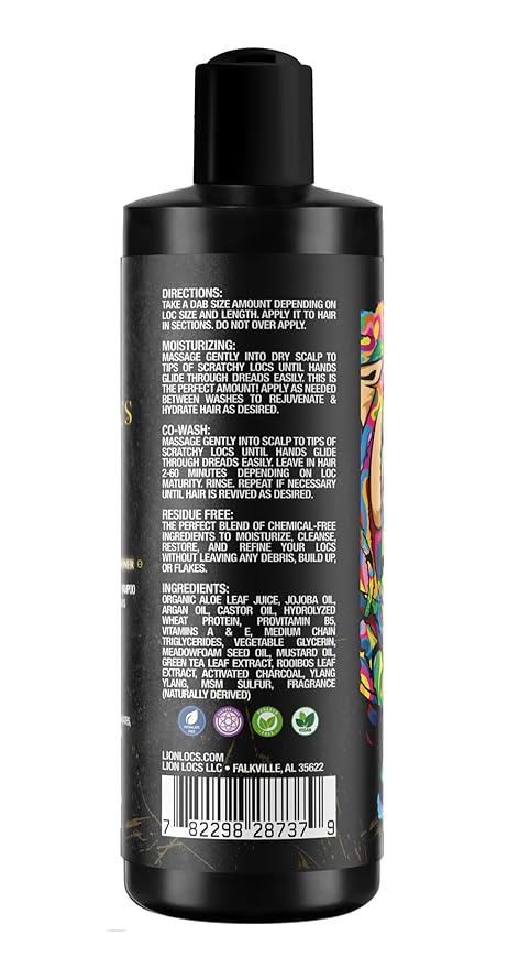 Lion Locs Shampoo and Conditioner for Dreads, Sisterlocks, Locks, & Dreadlocks | Lightweight Vegan Co Wash (8oz)
