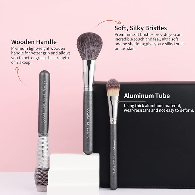 Docolor Professional Makeup Brush Set 29Pcs Makeup Brushes Valentines Day Gifts Premium Goat Synthetic Fiber Foundation Face Powder Blush Concealer Eyeshadows Make Up Brushes with PU Leather Case