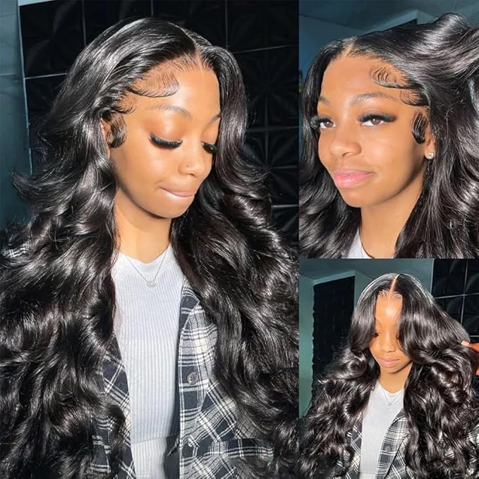 30 Inch 13x6 Body Wave Lace Front Wigs Human Hair Pre Plucked HD Transparent Lace Frontal Wigs Human Hair Glueless Human Wigs with Baby Hair for Women 200% Density