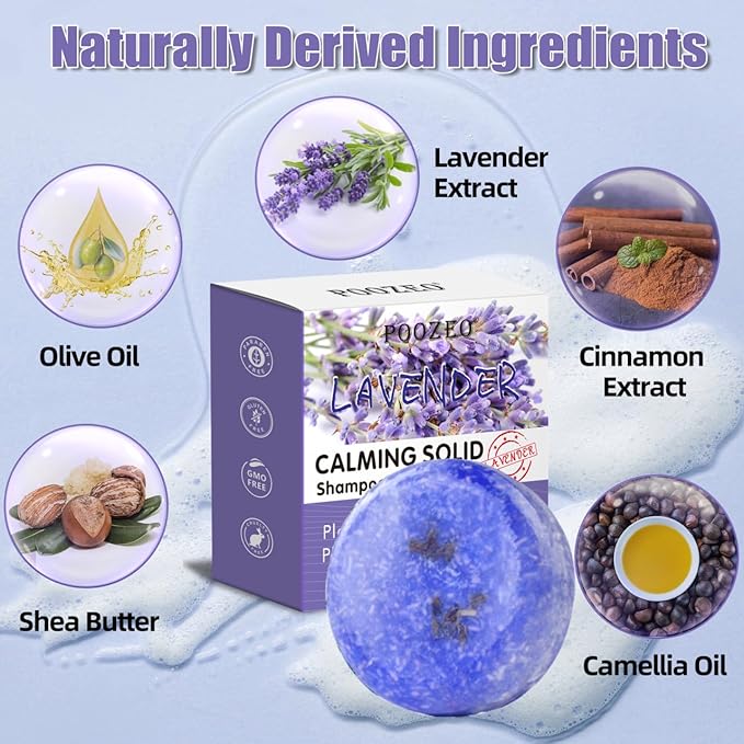 2 Pack Lavender Shampoo Bar,Solid Hair Bar And Conditioner Effect Hair Soap,Organic Shampoo Bars For Hair With All Natural Plant Based Essential Oils,Stocking Stuffers,Gifts for Women