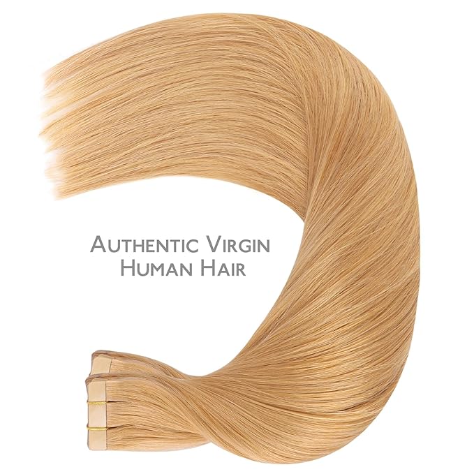 WENNALIFE Tape in Hair Extensions Human Hair, 40pcs 100g 14 inch Strawberry Blonde Hair Extensions Real Human Hair Straight Tape in Extensions Invisible Human Hair Extensions Reusable Real Hair