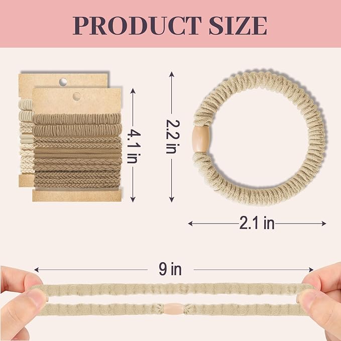 JIIRS 20PCS Boho Hair Ties,Elastic Bracelets,Elastic Hair Ties, Hair Bands For Ponytails,Ponytail Holder for Thick or Thin Hair,Boho Hair Bracelets No-Damage For Daily Life, Sport, Working(Set4)