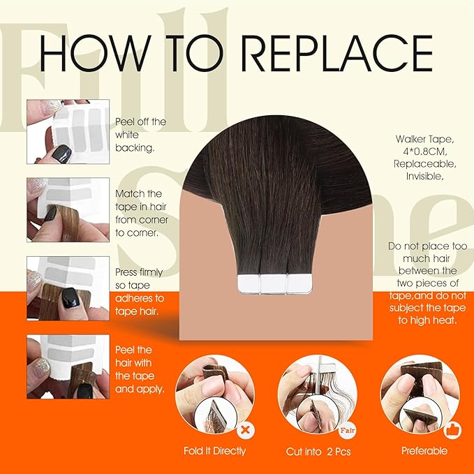 Full Shine Remy Human Hair Extensions Tape in Color 2 Dark Brown Tape in Hair Extensions 24Inch Long Straight Extension Cuticles Aligned Seamless Skin Weft 100G 40Pcs for Party
