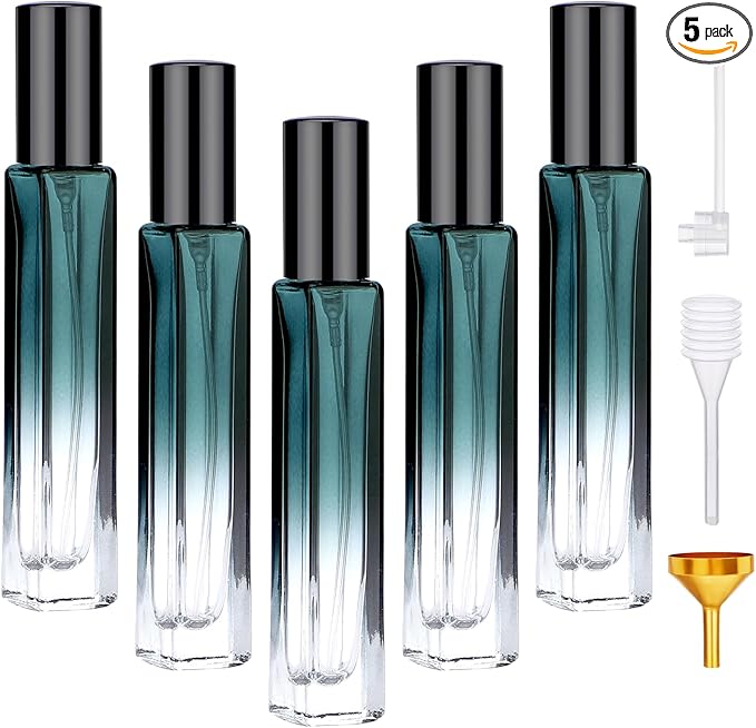Segbeauty Refillable Perfume Bottle Travel, 5pcs 10ML Mini Glass Spray Bottles for Perfume, Empty Fine Mist Cologne Sprayer Portable Sample Container Atomizer for Dispensing Toilteries Liquid Cosmetic