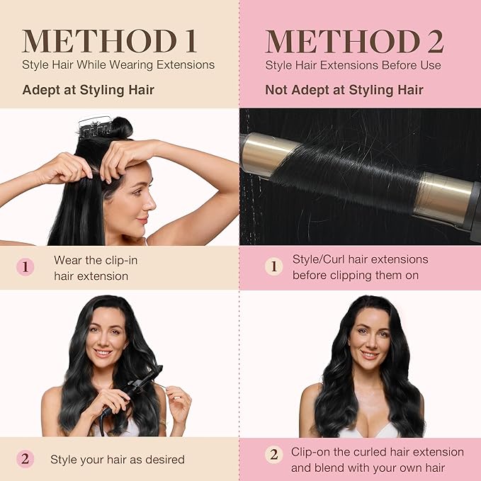 GOO GOO Clip in Hair Extensions Real Human Hair, Remy Human Hair Extensions Clip ins for Women, Natural Human Hair, 24inch 120g 7Pcs, 1 Jet black