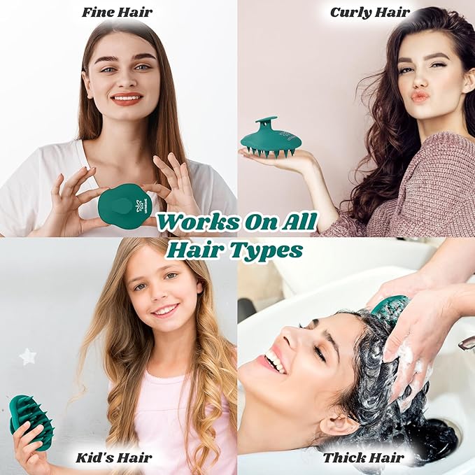 URTHEONE Scalp Massager Shampoo Brush for Hair Growth,Soft Silicone Scalp Scrubber Shower Brush for Women Men Kids Stress Relax&Scalp Exfoliator,Scalp Scrubber for Dandruff Removal (Forest)