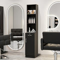 Wall Mount Salon Stations for Hair Stylist, Hair Salon Storage Cabinet, Beauty Barber Station with Lockable Drawer, Shelves, Storage Cabinet, Black