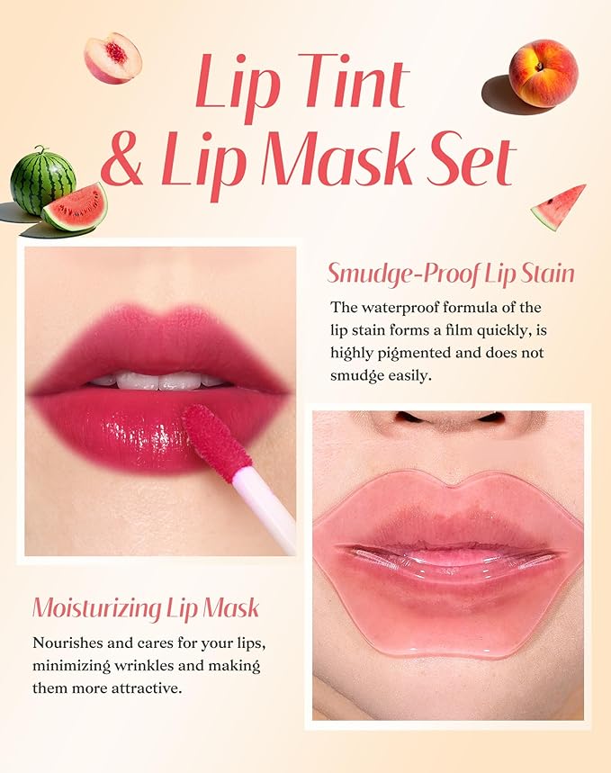 Lip Tint Stain Set, Lip Stain Long Lasting Lightweight Waterproof, Transfer-Proof, Non-sticky, Lip Makeup Matte Finish