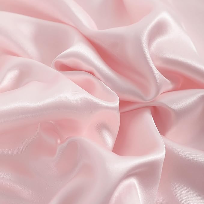NTBAY 2 Pack Satin King Pillowcases for Hair and Skin, Luxurious and Silky Pillow Cases with Envelope Closure, 20x40 Inches, Light Pink