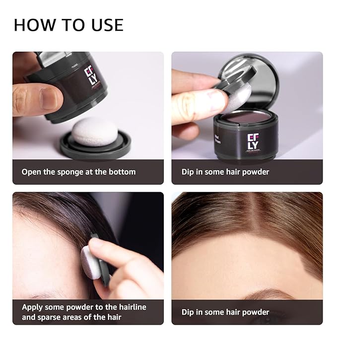 EFLY Root Touch Up Gray Hair Shadow Powder, Medium Brown, For Thinning Hair Women Men, Eyebrows, Beard Line, Instant Hair Color, 0.1411 Ounce, Synthetic Material Free, Temporary