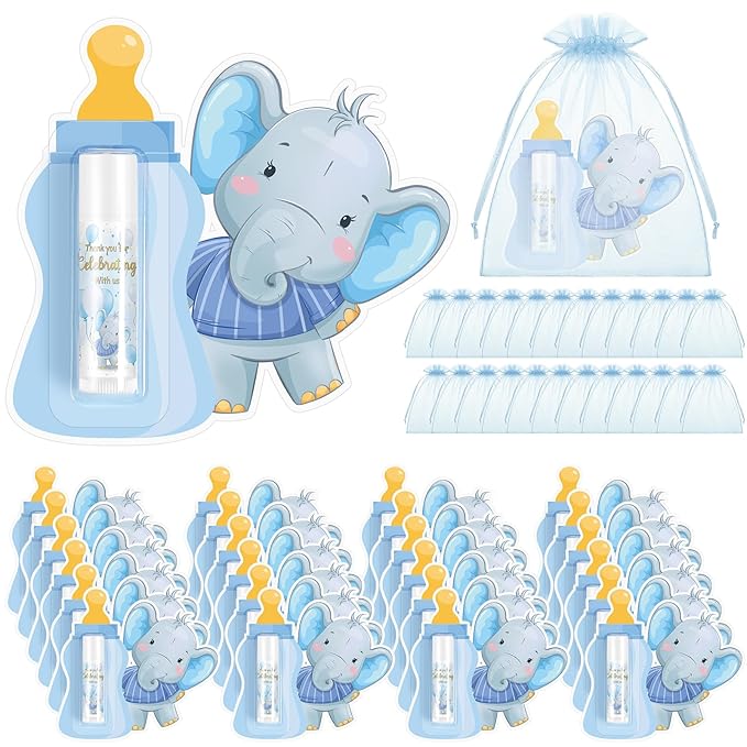 24 Set Baby Shower Lip Balm Bulk Baby Shower Party Favors Baby Shower Gifts for Guests Elephant Themed Decorations Natural Flavored Lip Moisturizer Lip Care Products for Girls Women Kids