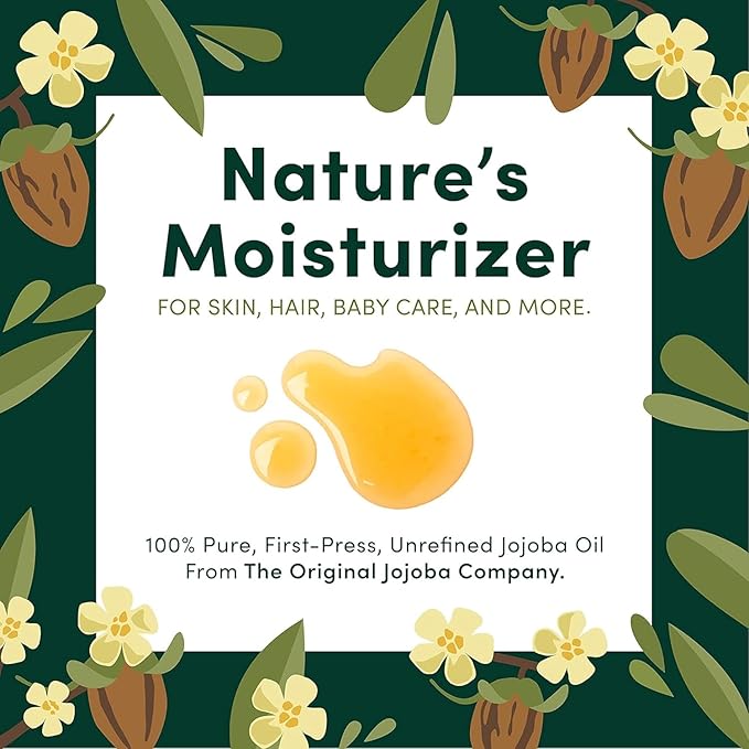 HobaCare Organic Unrefined Jojoba Oil for Nails, Cuticles, Dry Skin, Beard, Scalp Massage – Mini Travel Size 100% Pure Hexane Free Natural Carrier Oil for Skincare, Hair, Shaving Aftercare (4.22 oz)