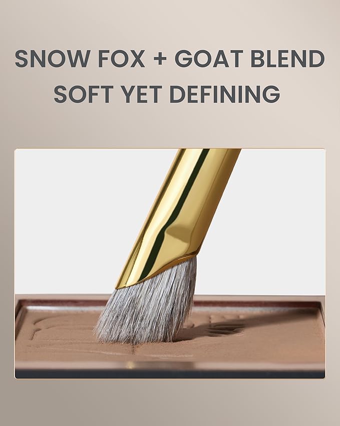 Desert Oak Series Pro Nose Sculptor - Arctic Fluff Hybrid Bristles for Nasal Contouring, Wide Angled Nose Brush, Bubinga Handle (CM 197)