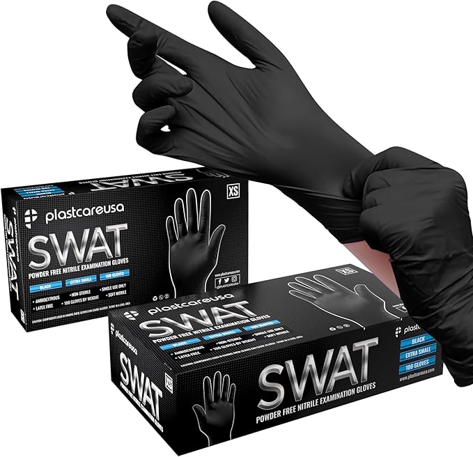 100 Nitrile Exam Gloves 3.5 Mil - Latex & Powder Free, Disposable Non-Sterile Protective Gloves By PlastCare