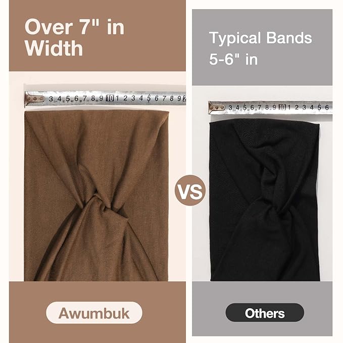 Wide Headbands for Women Knotted No Slip Head Bands Soft Turban Headband Hair Accessories Boho African Solid Color Head Wraps for Women Yoga Workout Pack of 6（Brown）